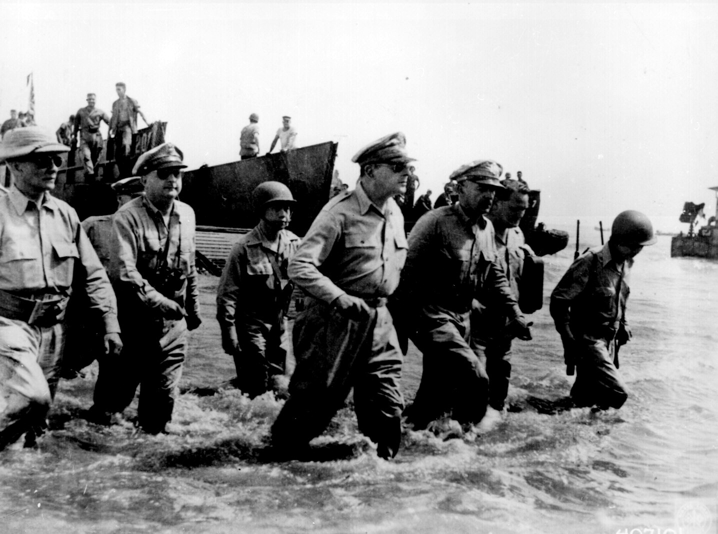 General Douglas MacArthur Wades Ashore